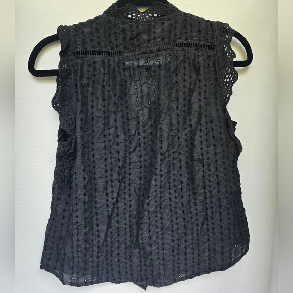 White House Black Market Button Up Black Lace Top - Picture 3 of 6